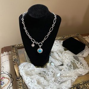 Judith Ripka 925 Silver Turquoise Sleeping beauty pendant!